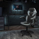 Gray |#| Black/Gray Gaming Desk Set with Cup Holder, Headphone Hook, and Monitor Stand