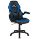 Blue |#| Black/Blue Gaming Desk Set with Cup Holder, Headphone Hook, and Monitor Stand