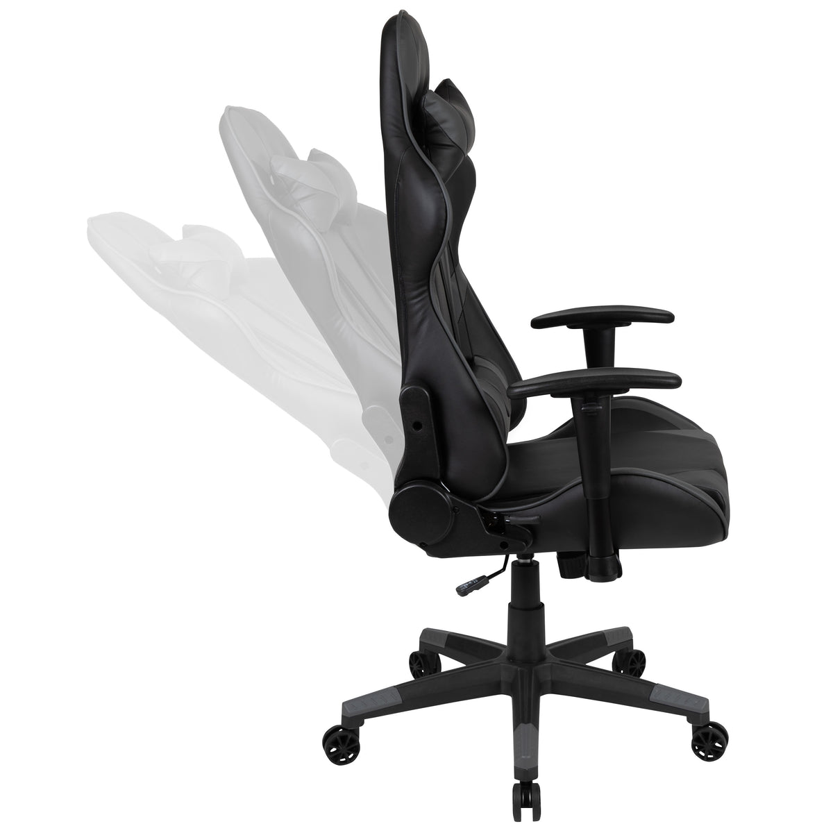 Gray |#| Gaming Bundle-Desk, Cup Holder/Headphone Hook & Gray Reclining Chair