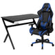 Blue |#| Gaming Bundle-Desk, Cup Holder/Headphone Hook & Blue Reclining Chair