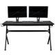 Gray |#| Black/Gray Gaming Desk Bundle - Cup/Headset Holder/Mouse Pad Top