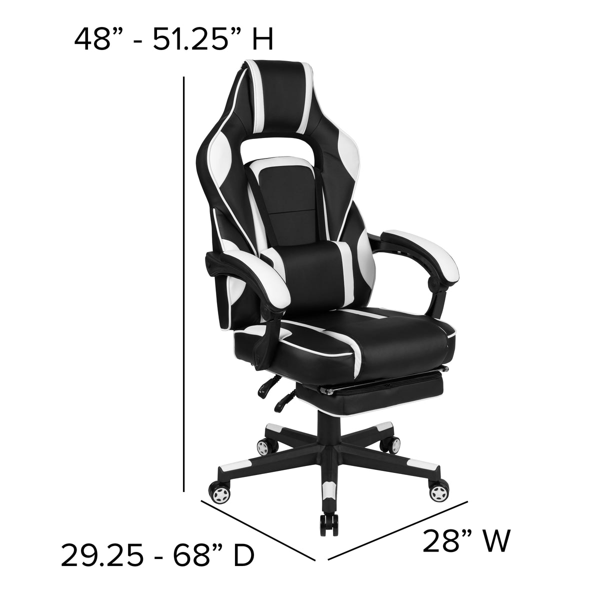 White |#| Gaming Bundle-Cup/Headphone Desk & White Reclining Footrest Chair