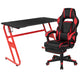 Red |#| Gaming Bundle-Cup/Headphone Desk & Red Reclining Footrest Chair