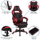 Red |#| Gaming Bundle-Cup/Headphone Desk & Red Reclining Footrest Chair
