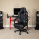 Black |#| Gaming Bundle-Cup/Headphone Desk & Black Reclining Footrest Chair