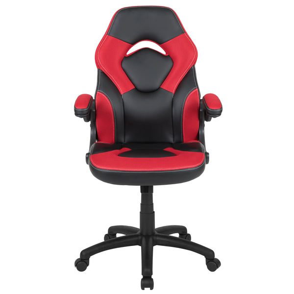 Gaming Chair & Desk Bundle with Removable Headphone Hook & Cupholder - Black/Red