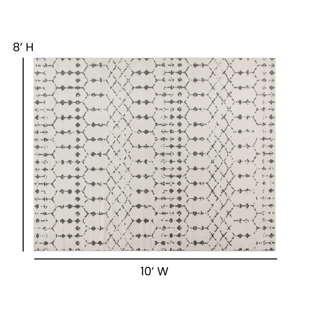 Ivory/Gray,8' x 10' |#| 8' x 10' Ivory and Gray Geometric Style Modern Bohemian Design Area Rug