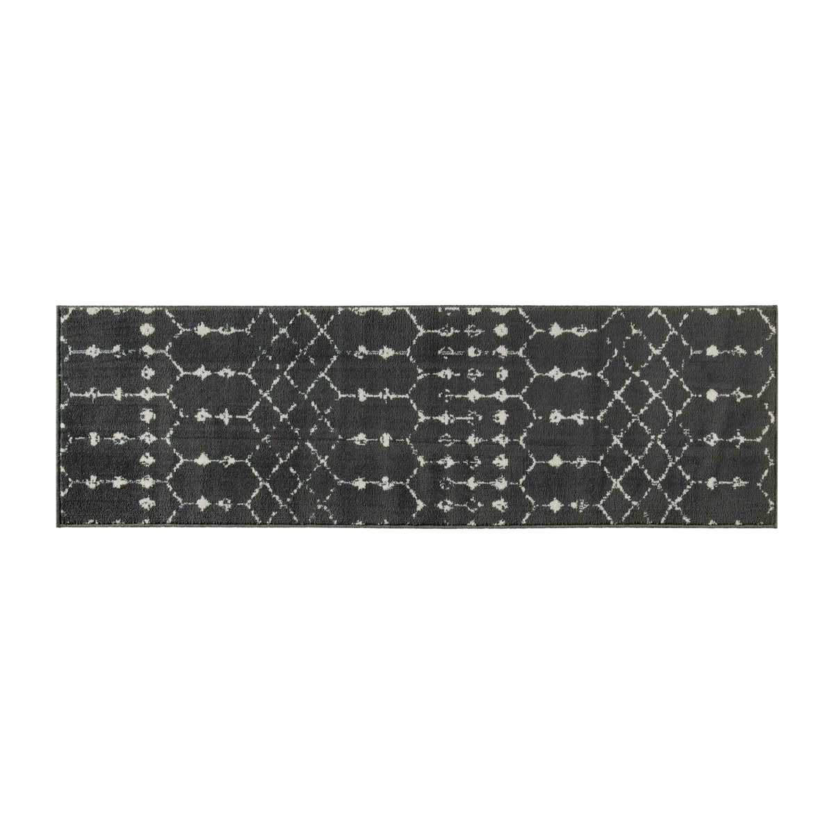 Dark Gray/Ivory,2' x 6' |#| 2' x 6' Dark Gray and Ivory Geometric Style Modern Bohemian Design Area Rug