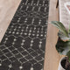 Dark Gray/Ivory,2' x 6' |#| 2' x 6' Dark Gray and Ivory Geometric Style Modern Bohemian Design Area Rug