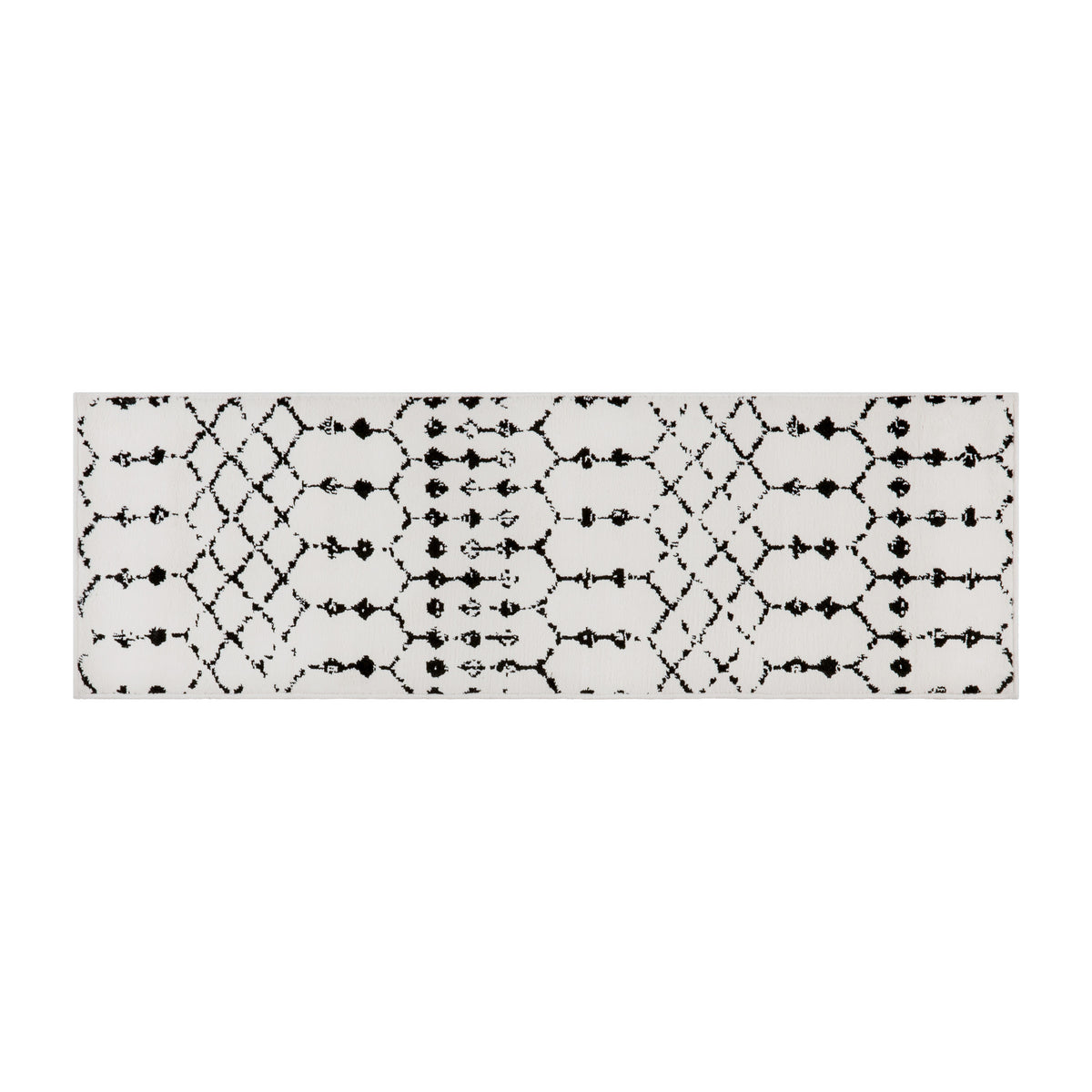 Ivory/Black,2' x 6' |#| 2' x 6' Ivory and Black Geometric Style Modern Bohemian Design Area Rug