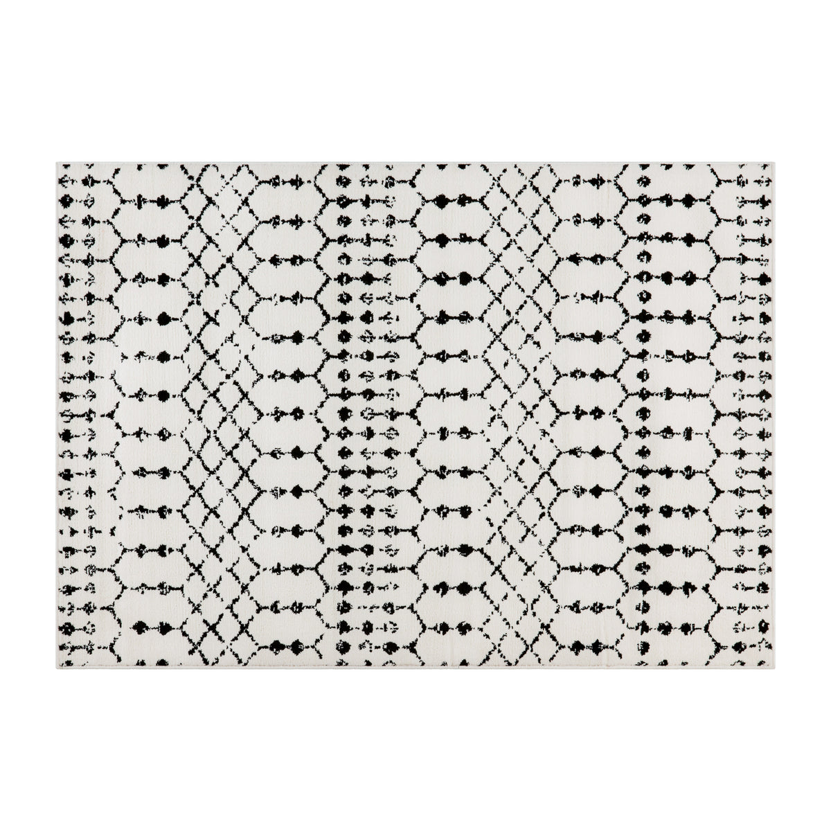 Ivory/Black,5' x 7' |#| 5' x 7' Ivory and Black Geometric Style Modern Bohemian Design Area Rug