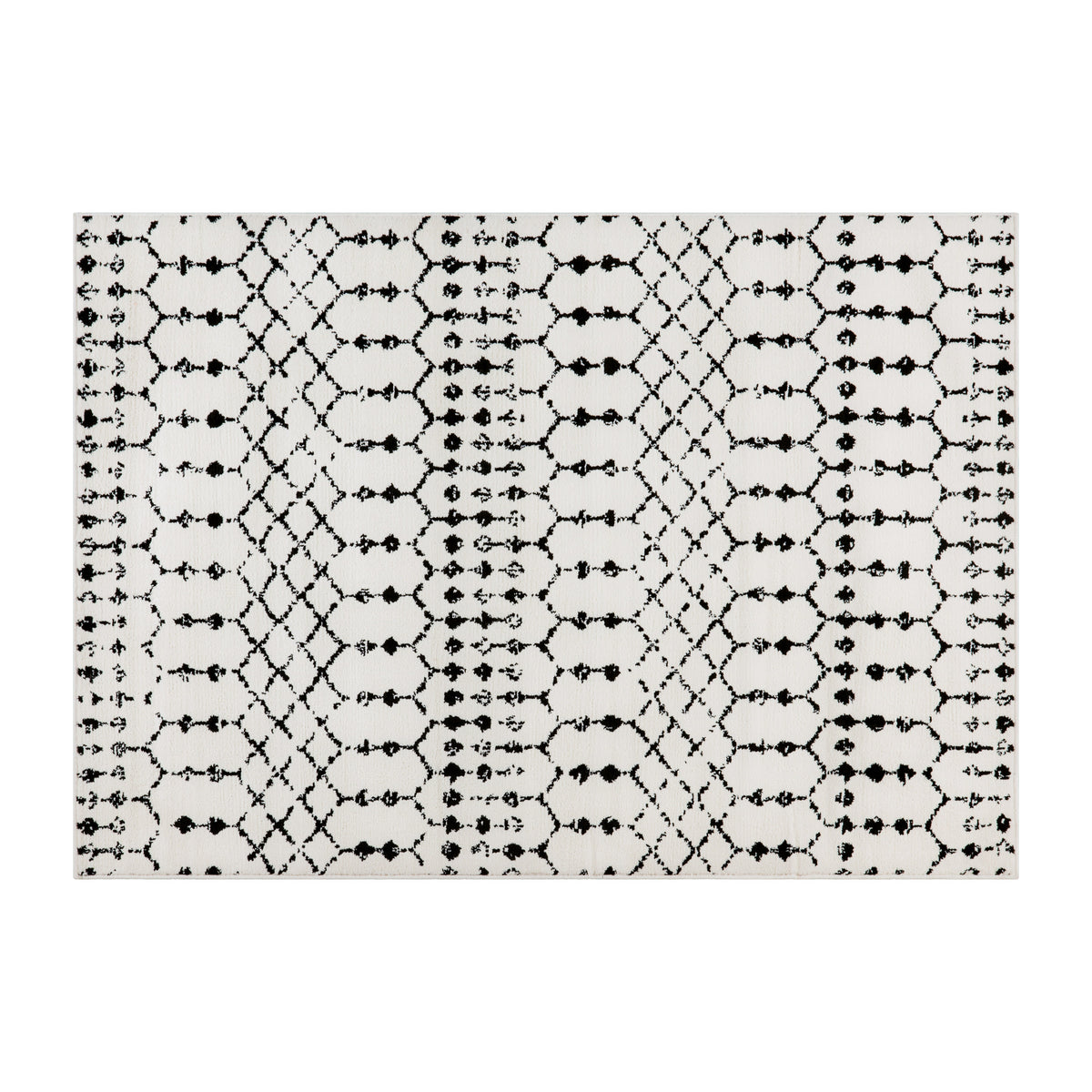Ivory/Black,5' x 7' |#| 5' x 7' Ivory and Black Geometric Style Modern Bohemian Design Area Rug
