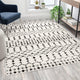 Ivory/Black,5' x 7' |#| 5' x 7' Ivory and Black Geometric Style Modern Bohemian Design Area Rug