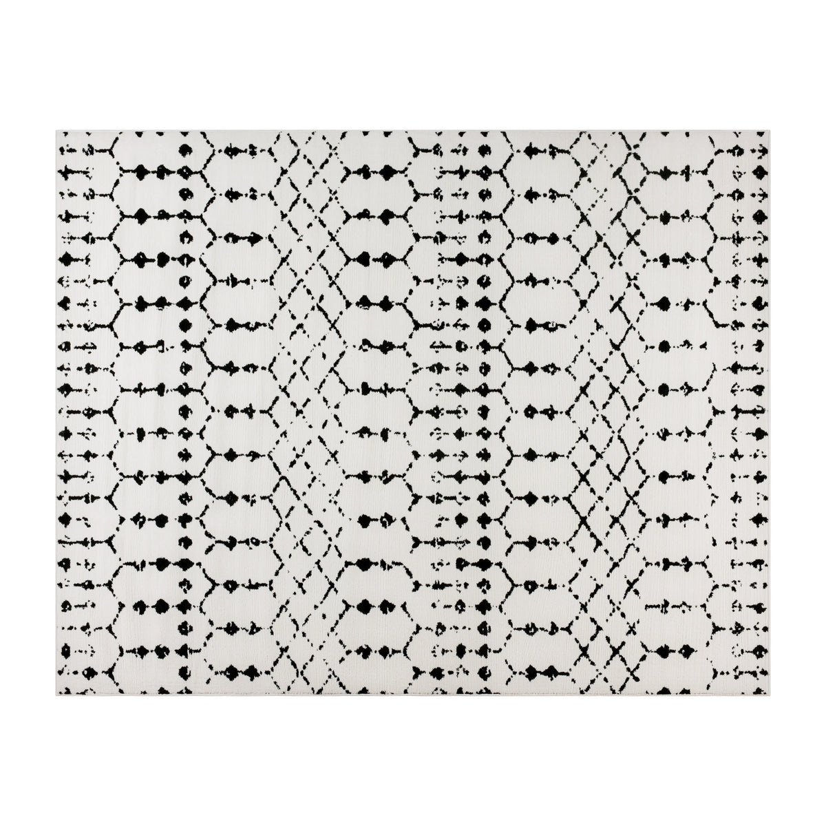 Ivory/Black,8' x 10' |#| 8' x 10' Ivory and Black Geometric Style Modern Bohemian Design Area Rug