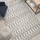 Ivory/Gray,5' x 7' |#| 5' x 7' Ivory and Gray Geometric Style Modern Bohemian Design Area Rug