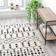 Ivory/Black,8' x 10' |#| 8' x 10' Ivory and Black Geometric Style Modern Bohemian Design Area Rug