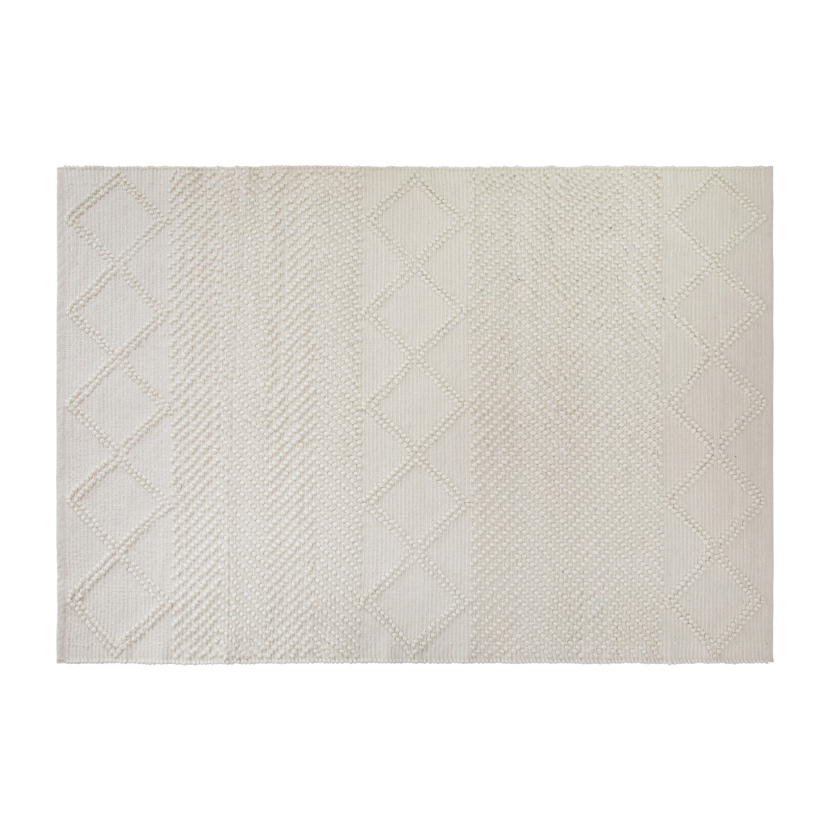 Ivory/White,5' x 7' |#| 5' x 7' Triple Blend Ivory and White Handwoven Geometric Area Rug