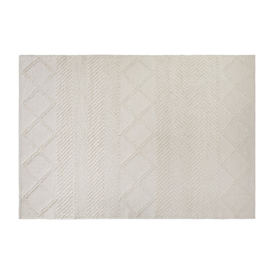 Geometric Design Handwoven Area Rug - Wool/Polyester/Cotton Blend