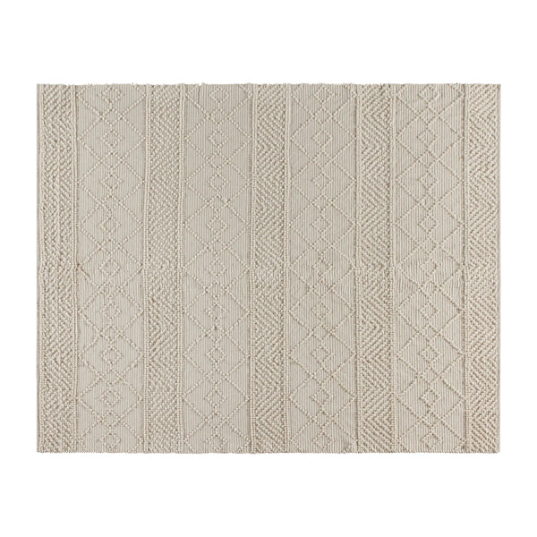 Gray/White,8' x 10' |#| 8' x 10' Triple Blend Ivory Handwoven Geometric Area Rug