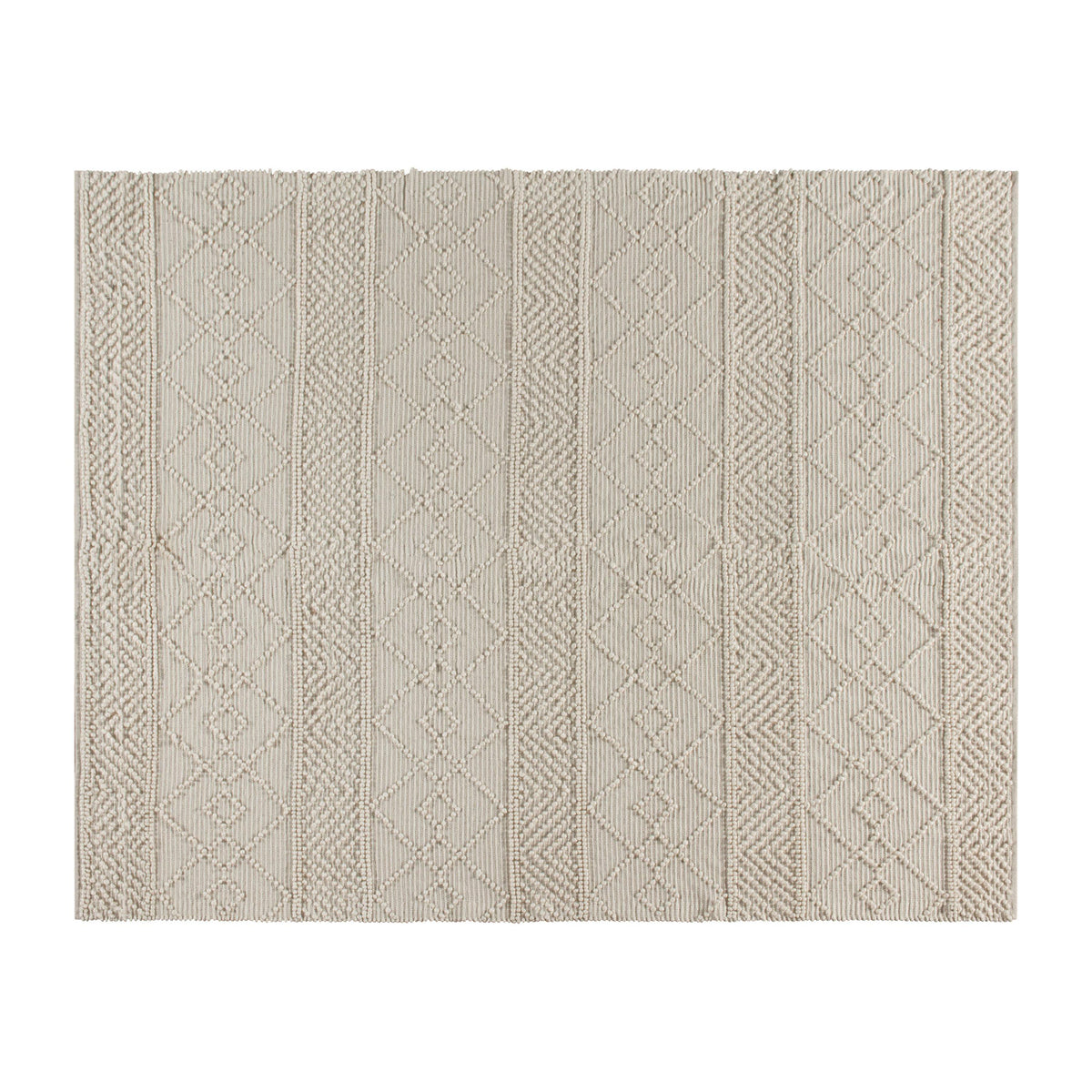 Gray/White,8' x 10' |#| 8' x 10' Triple Blend Ivory Handwoven Geometric Area Rug