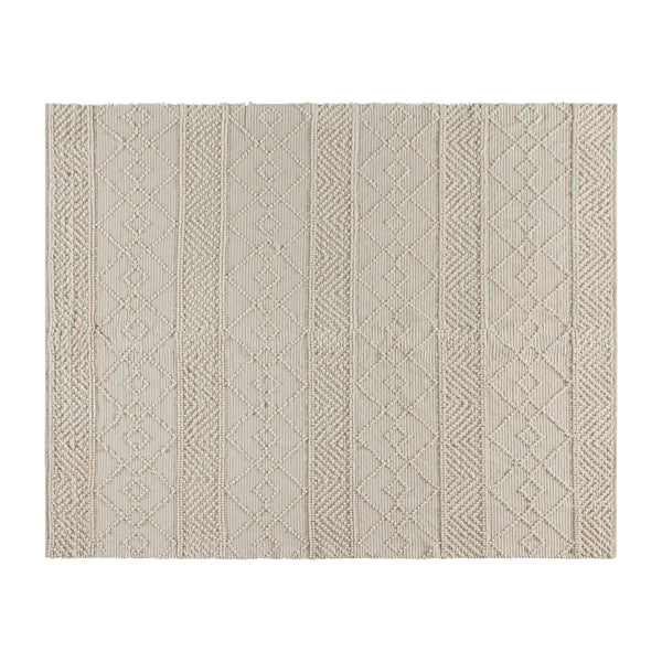 Gray/White,8' x 10' |#| 8' x 10' Triple Blend Ivory Handwoven Geometric Area Rug