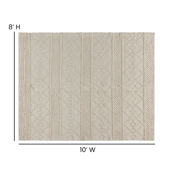 Gray/White,8' x 10' |#| 8' x 10' Triple Blend Ivory Handwoven Geometric Area Rug