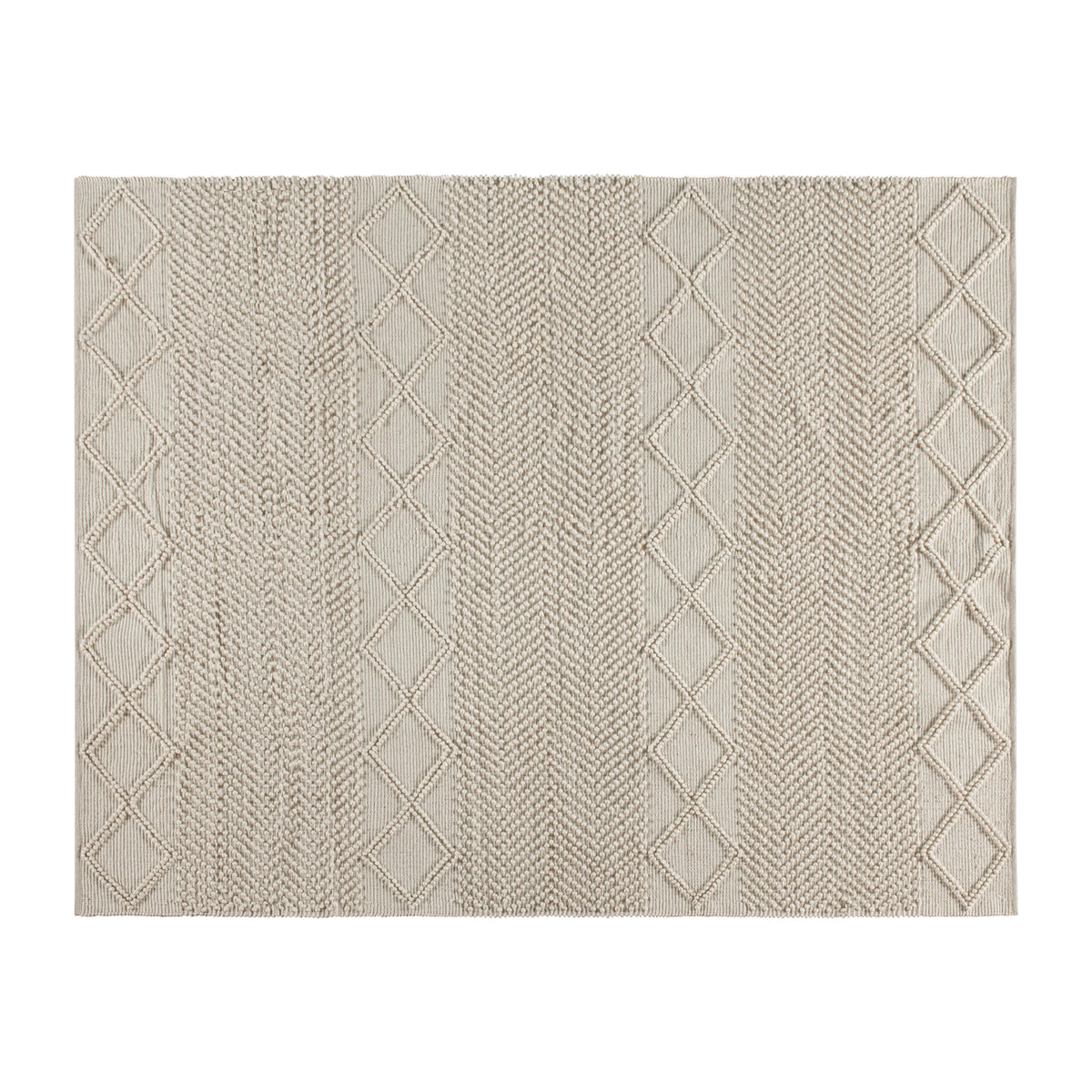 White/Ivory,8' x 10' |#| 8' x 10' Triple Blend White and Ivory Handwoven Geometric Area Rug