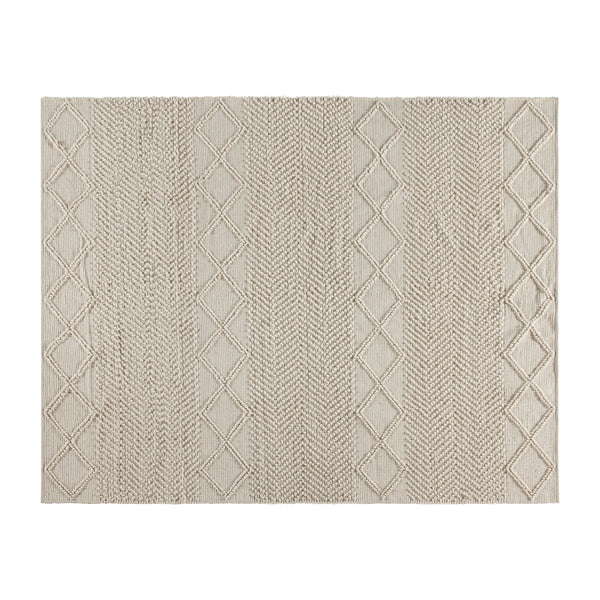 White/Ivory,8' x 10' |#| 8' x 10' Triple Blend White and Ivory Handwoven Geometric Area Rug