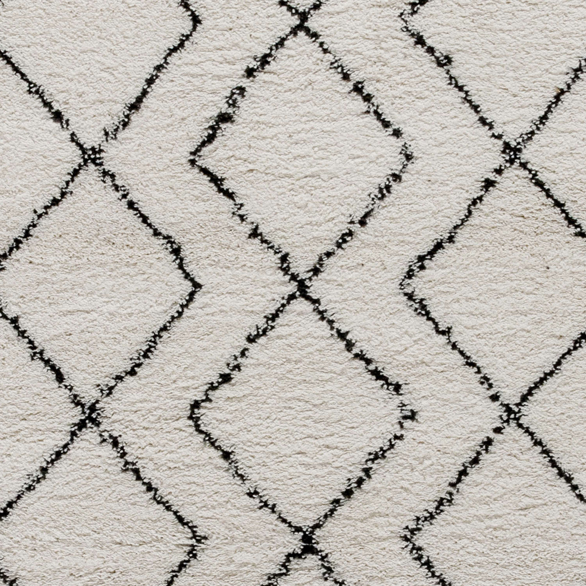 8' x 10' |#| 8' x 10' Ivory and Black Geometric Style Modern Bohemian Design Shag Area Rug