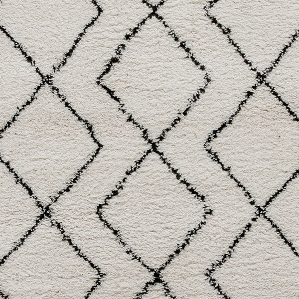 5' x 7' |#| 5' x 7' Ivory & Black Geometric Bohemian Shag Rug