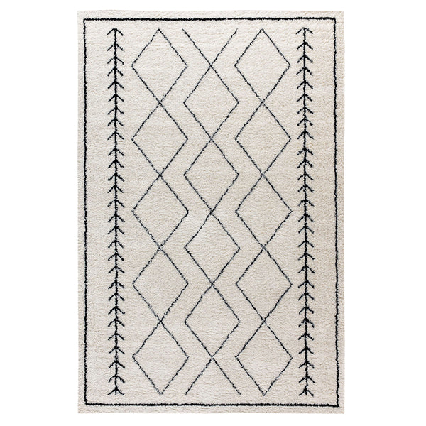 5' x 7' |#| 5' x 7' Ivory & Black Geometric Bohemian Shag Rug