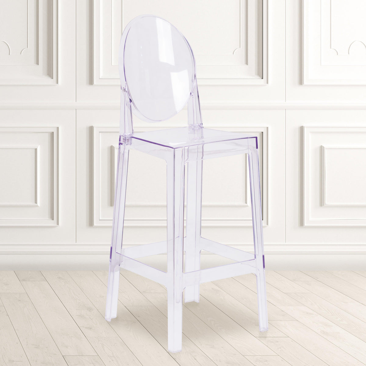 Ghost Barstool with Oval Back in Transparent Crystal - Wedding Chairs