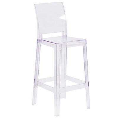 Ghost Barstool in Transparent Crystal with Square Back - View 1