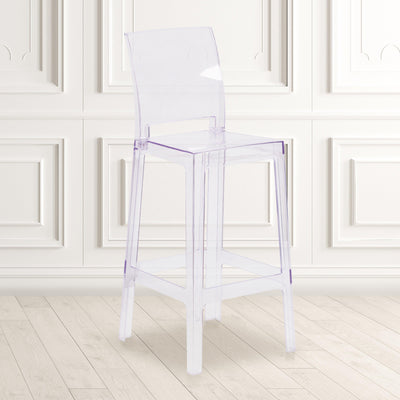 Ghost Barstool in Transparent Crystal with Square Back - View 2