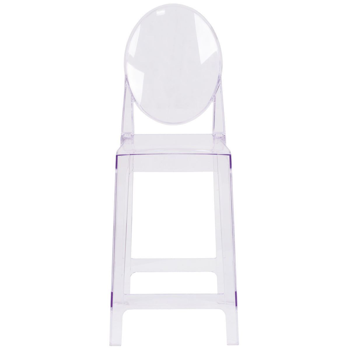 Ghost Counter Stool with Oval Back in Transparent Crystal - Wedding Chairs