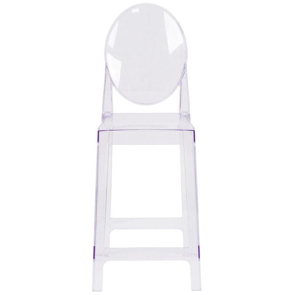 Ghost Counter Stool with Oval Back in Transparent Crystal - Wedding Chairs