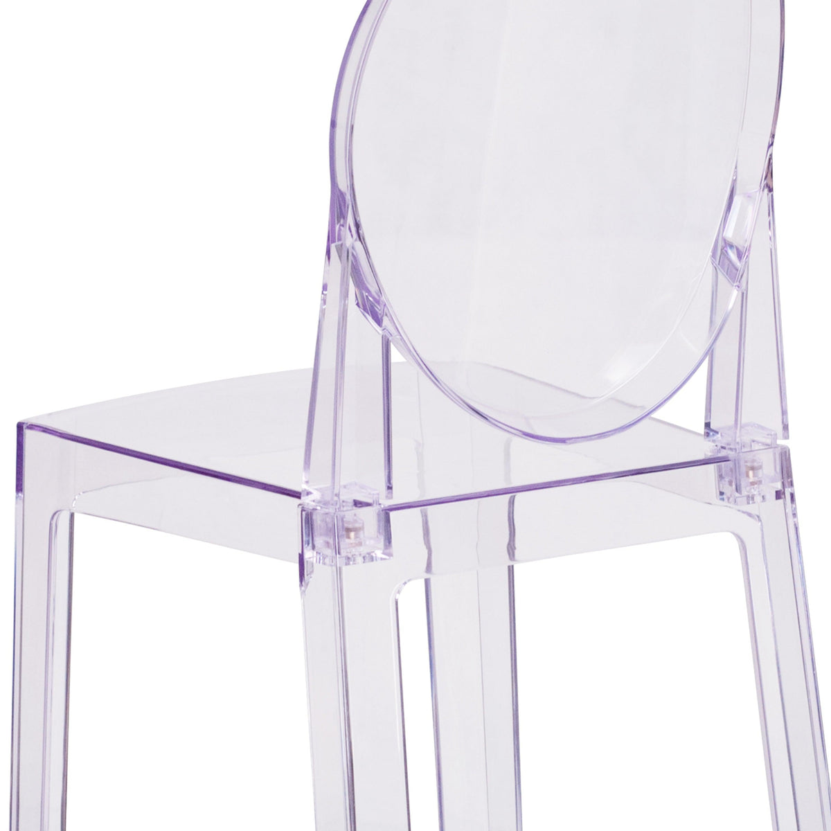 Ghost Counter Stool with Oval Back in Transparent Crystal - Wedding Chairs