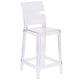 Ghost Counter Stool with Square Back in Transparent Crystal - Wedding Chairs