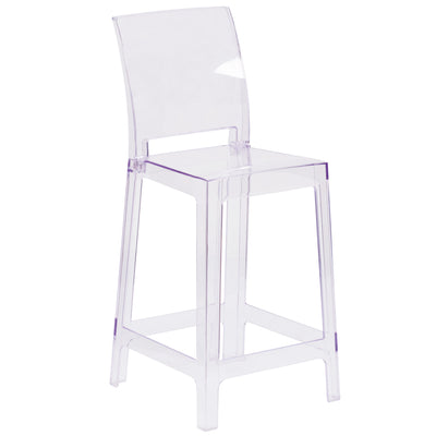 Ghost Counter Stool in Transparent Crystal with Square Back