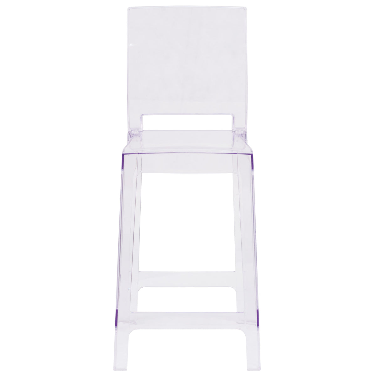 Ghost Counter Stool with Square Back in Transparent Crystal - Wedding Chairs