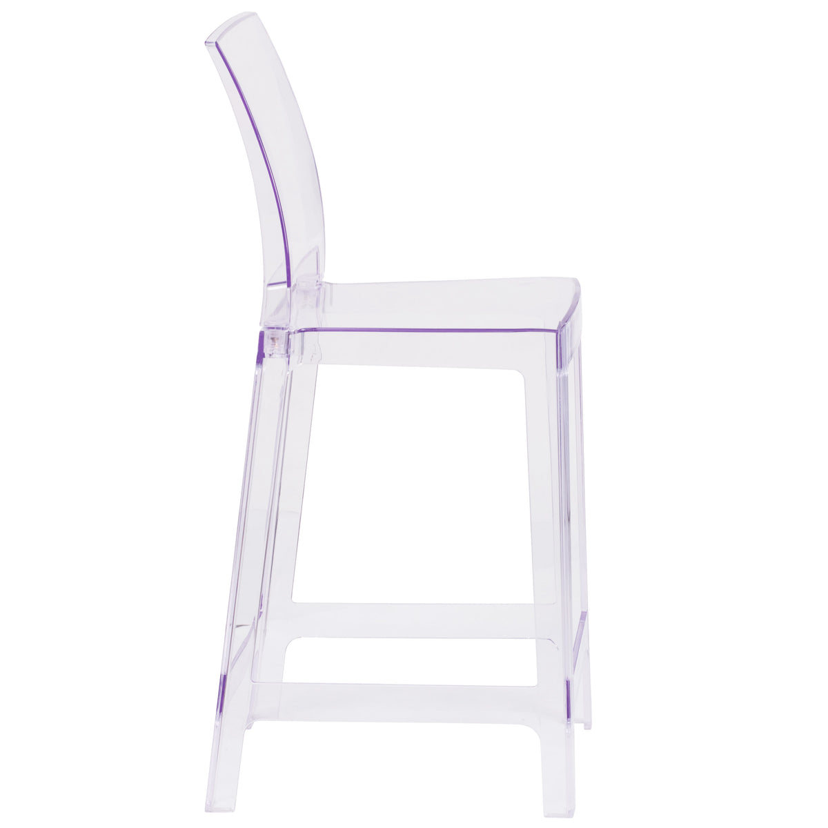 Ghost Counter Stool with Square Back in Transparent Crystal - Wedding Chairs