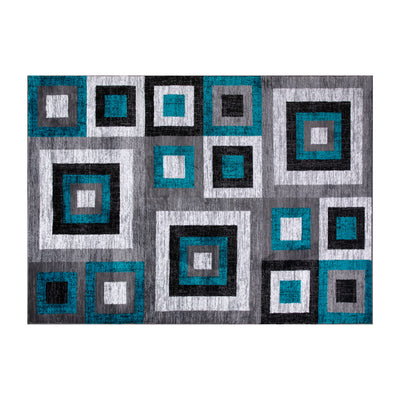 Gideon Collection Geometric Olefin Area Rug with Cotton Backing, Living Room, Bedroom