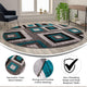 Turquoise,8' Round |#| Modern Round Geometric Design Area Rug in Turquoise, Grey, and White - 8' x 8'