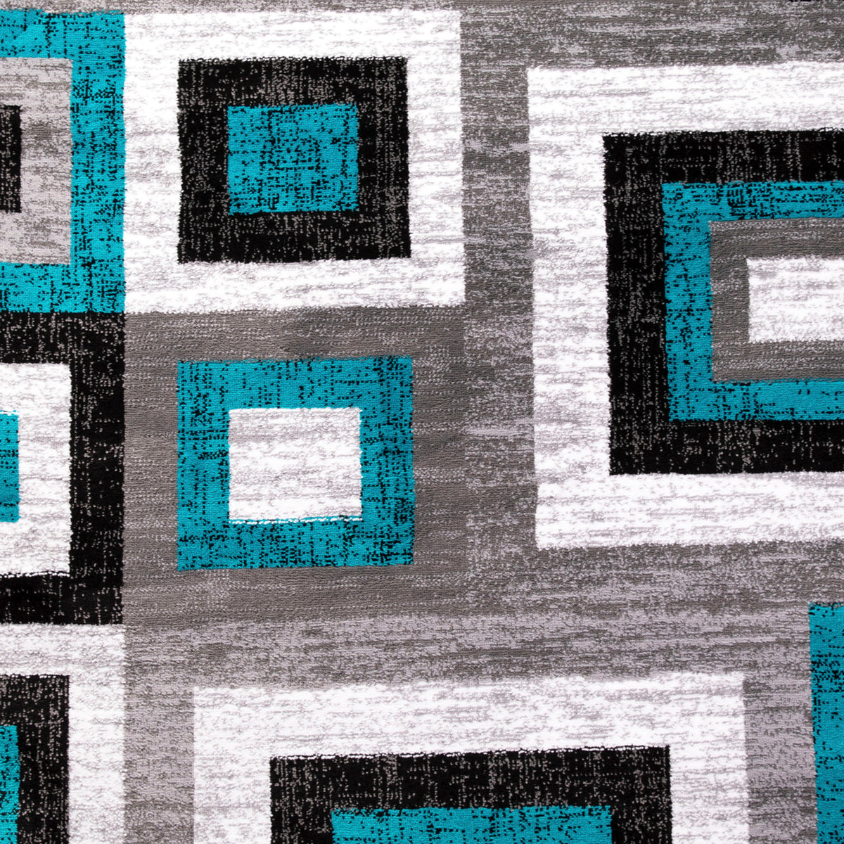 Turquoise,8' Round |#| Modern Round Geometric Design Area Rug in Turquoise, Grey, and White - 8' x 8'