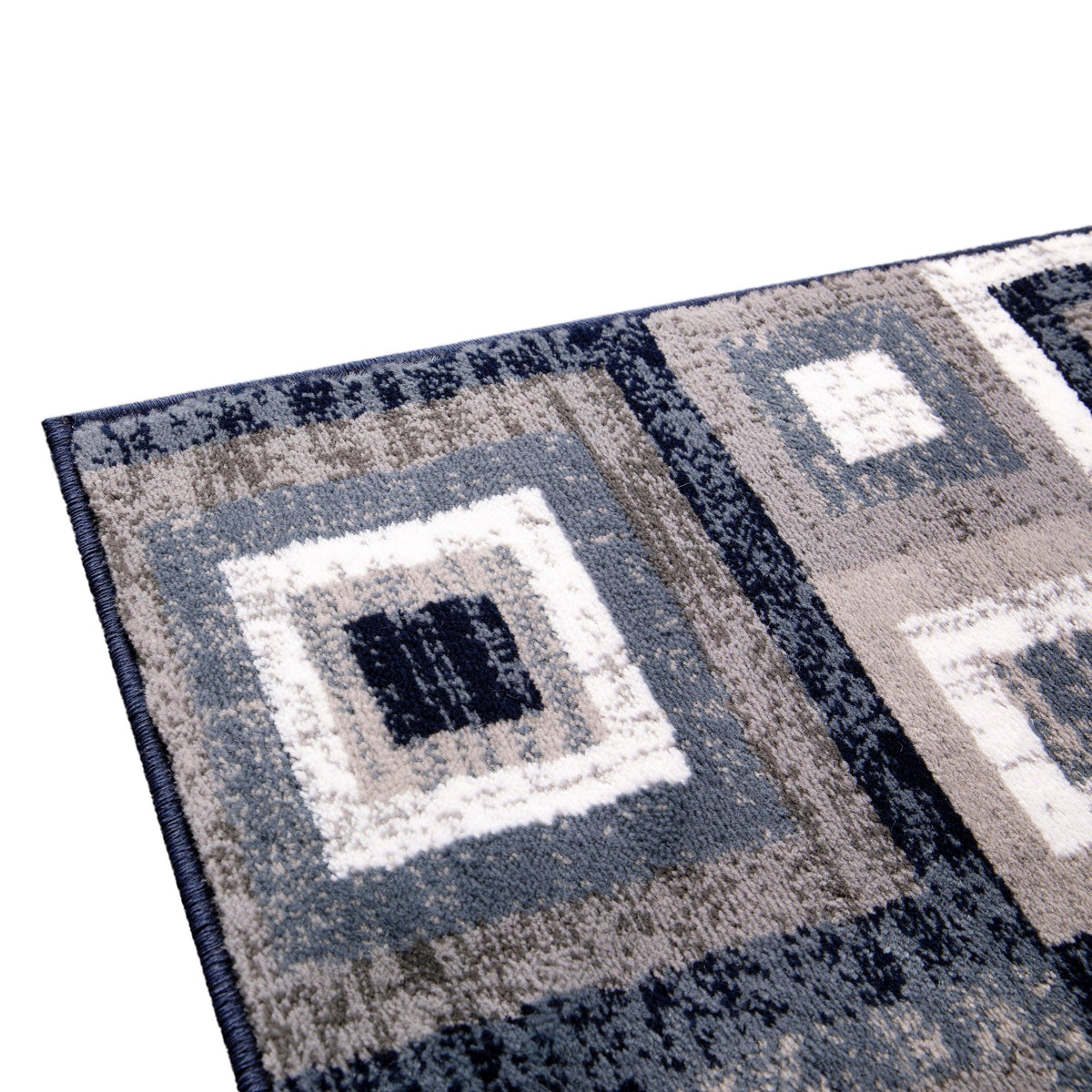 Blue,8' x 10' |#| Modern Geometric Design Area Rug in Blue, Grey, and White - 8' x 10'