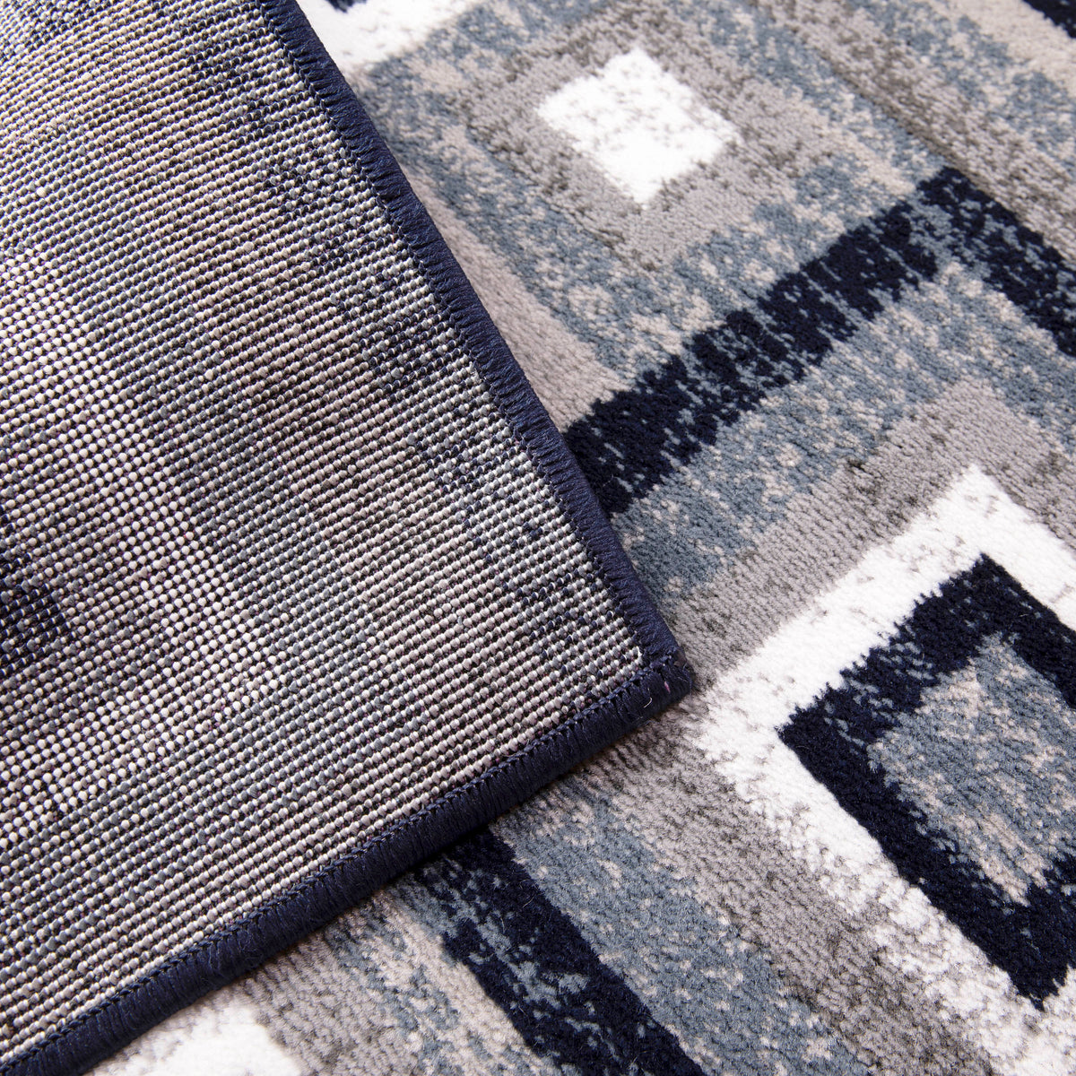 Blue,8' x 10' |#| Modern Geometric Design Area Rug in Blue, Grey, and White - 8' x 10'