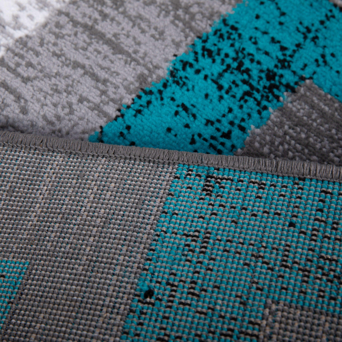 Turquoise,8' x 10' |#| Modern Geometric Design Area Rug in Turquoise, Grey, and White - 8' x 10'