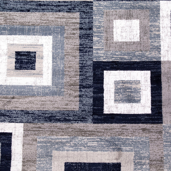 Blue,5' x 7' |#| Modern Geometric Design Area Rug in Blue, Grey, and White - 5' x 7'