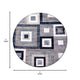 Blue,5' Round |#| Modern Round Geometric Design Area Rug in Blue, Grey, and White - 5' x 5'