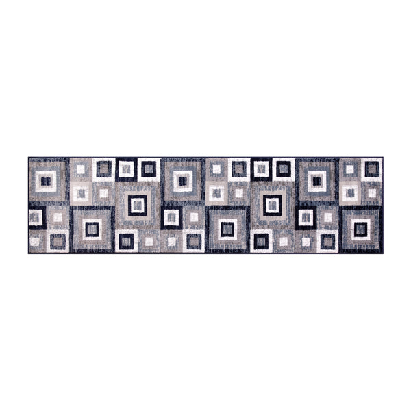 Blue,2' x 7' |#| Modern Geometric Design Area Rug in Blue, Grey, and White - 2' x 7'